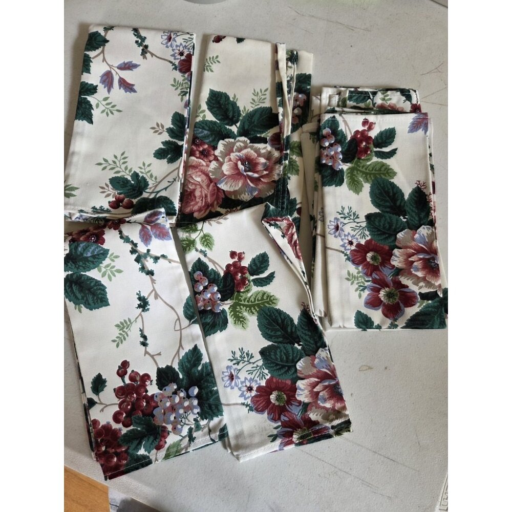 VTG NEW 8 waverly cloth napkins custom Fabric Floral Grapes Cottagecore Classic